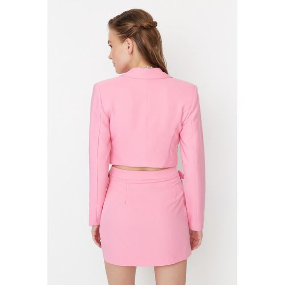 NWT Trendyol Women Crop Lapel collar Woven Jacket - Picture 6 of 9